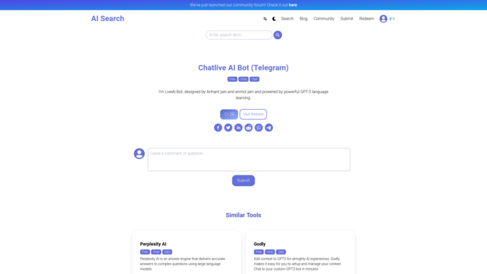 Chatlive AI Bot (Telegram)